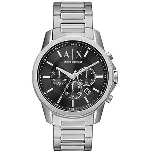 Armani Exchange Heren chronograaf horloge van roestvrij staal 44 mm, zilver., Armband