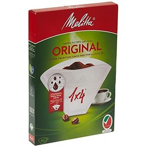 Melitta, 40 koffiefilters, maat 1 x 4, voor filterkoffiezetapparaat, origineel, wit