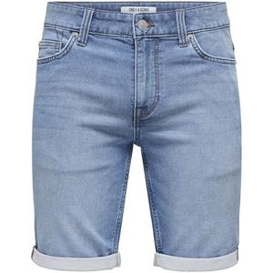 Only & Sons Onsply Jog Blue Pk 8584 Dnm Noos jeansshorts voor heren, Denim blauw