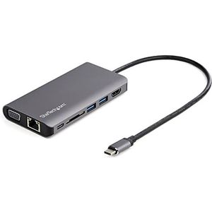 StarTech.com USB-C Multiport Adapter - Mini USB-C Dock met 4K HDMI of 1080p VGA - Hub 3x USB 3.0, SD, GbE, Audio, 100 W PD Pass-Through - Docking Station voor laptop/tablet