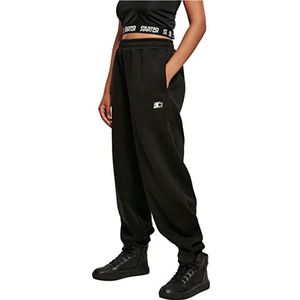 STARTER BLACK LABEL Essential Basic joggingbroek met geborduurd logo, wijde pijpen, broekzakken, elastische tailleband, XS-XL, zwart.