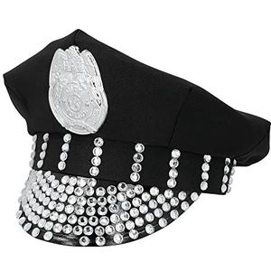 Boland 33029 Politiemuts met strass en badge, politiehoed voor carnaval en vrijgezellenfeest