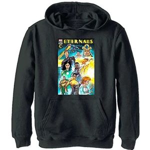 Marvel Eternals Comic Cover Boy's fleece capuchonpullover, zwart, maat S, zwart, zwart.