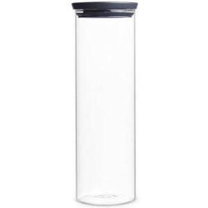 Brabantia Glazen Voorraadpot stapelbaar 1,9 Liter - Dark Grey