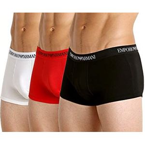 Emporio Armani 3-pack Trunk Pure Cotton ondergoed voor heren (1 stuk), wit/rood/zwart
