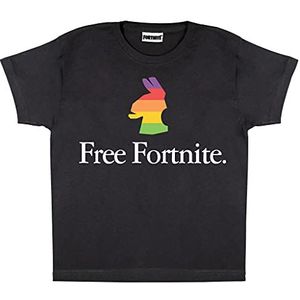 Popgear Meisjes Free Fortnite Rainbow Lama Zwart T-shirt, Zwart, 164, zwart.