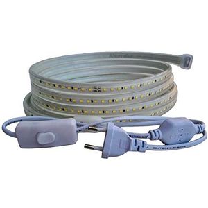 Ahorraluz Ledstrip 2835, 220 V, 120 leds/m hoge helderheid met schakelaar, waterdicht, koudwit/neutraal/warm, IP67 waterdichte strip 8 m, koudwit