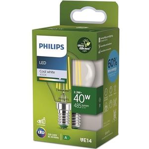 Philips Classic LED-lamp met energie-efficiëntieklasse A, vervangt 40 W, druppelvorm, E14-fitting, helder, neutraal wit licht (4000 K), nieuwe generatie