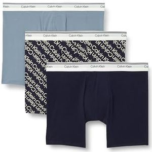 Calvin Klein Boxer Brief 3 Pk 000np2766a boxershorts voor heren, Blauw (Washed Denim / Vet Track Logo/Shorel), S