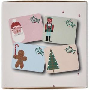 Folat 63780 Holly Jolly Naamstickers, kerstkleuren, meerkleurig, 50 stuks