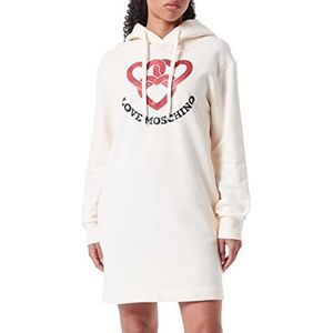 Love Moschino Dames lange mouwen hoodie met hartdruk jurk, crème, 44, Crème