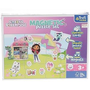 Trefl Eerste - Magnetisch puzzelspel: Gabby's Dollhouse, wij presenteren je de wereld van Gabby - magnetische puzzel met kleurrijke magneten, kaarten met inspiratie om scènes te maken