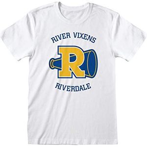 Riverdale River Vixens Boyfriend T-shirt voor dames, officieel product, maat S tot XXL, oversized T-shirt met ronde hals, bedrukt, cadeau-idee voor vrouwen, Wit.