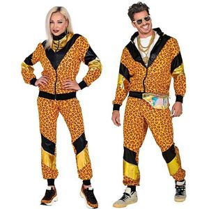 Widmann - Jaren 80 kostuum luipaard trainingspak jas en broek dierenprint dierenfeest joggingpak retro badkamer carnaval
