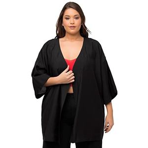 Ulla Popken Kimono Blazer casual dames, zwart.