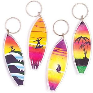 Baker Ross 8 stuks ""surfplank"" sleutelhanger van kunststof - kleurrijke surfplank voor kinderen om te knutselen en aan sleutelhangers en tassen te bevestigen