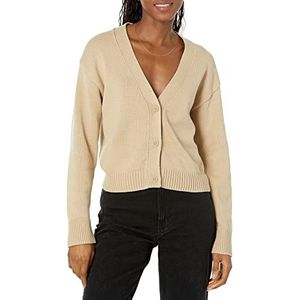 Amazon Essentials Cardigan court à col en V pour femme, coupe décontractée, havane, taille XS