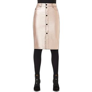 G-STAR RAW Noxer Pencil Button Slim Rok, Metallic (Gold Metallic D19384-8973-C406)