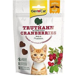 GimCat Crunchy Snacks Cranberry Turkije - Knapperige en eiwitrijke kattentraktatie zonder toegevoegde suiker - 1 zakje (1-50 g)