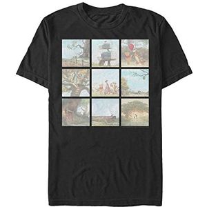 Disney Uniseks Winnie the Pooh Scenes Organic T-shirt met korte mouwen, zwart, S, SCHWARZ