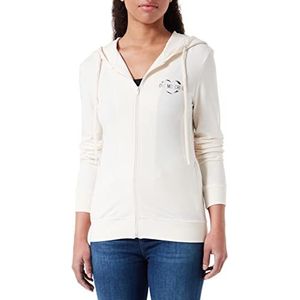 Love Moschino Veste polaire slim fit avec capuche en coton stretch et modal pour femme, crème, 42