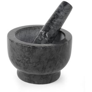 Salter BW11852EU7 marmeren stamper & mortier - hand malen kruiden en specerijen voor pesto, knoflookpers, marinades, kruidenmolen kruidenmolen keukengereedschap, massief zwaargewicht, zwart