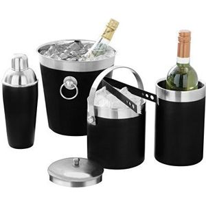 Premier Housewares Champagnekoeler champagnekoeler geëmailleerd met handgrepen en roestvrijstalen rand zwart