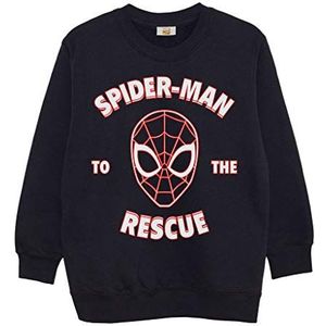 Marvel Comics Spiderman to The Rescue Sweatshirt met ronde hals, voor kinderen van 3-11 jaar, zwart, officieel product, 3-4 jaar, zwart.