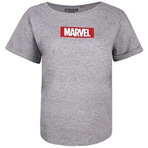 Marvel Dames T-shirt met Box Logo, Grijs (Sport Grey Spo)