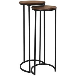 HOME DECO FACTORY, HD0289, set van 2 uittreksels M1, collectie Softness, meubels, tafel en kantoor, console en sellet, 32,5 x 80 x 32,5 cm, zwart/bruin