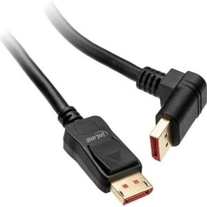 InLine® DisplayPort 1.4 kabel 8K4K naar beneden gebogen, 3 m, zwart/goud