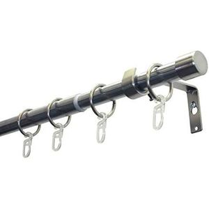 GARDINIA set gordijnroeden kap 1 rail Ø 19/16 cm 120-190 cm, inox uitstraling, aan 2 zijden uittrekbaar