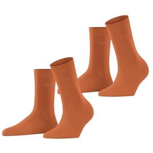 ESPRIT Effen 2-pack ademende biologische sokken duurzaam versterkt katoen duurzaam zacht platte teennaad voor dagelijks gebruik en werk multipack 2 paar, rood (Fire 8150).
