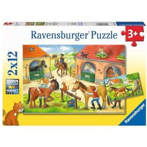 Ravensburger Kinderpuzzel - 05178 Ferien naar het paardenhof - puzzel voor kinderen vanaf 3 jaar, met 2 x 12 delen