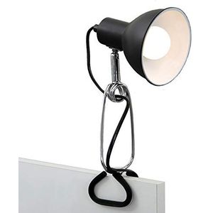 BRILONER - Draaibare bureaulamp met kabelschakelaar, E14-fitting, max. 8 W, bed- en leesklem, 30,5 x 11 x 13 cm, zwart