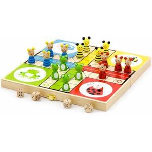 Viga Toys - Mens Erger Je Niet: Klassiek spel voor 2-4 spelers met houten speelfiguren en dobbelstenen