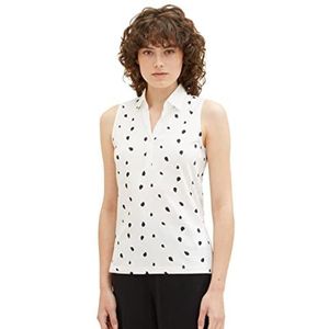 TOM TAILOR 1037379 Poloshirt voor dames, 32675 - Offwhite Navy Dot Design