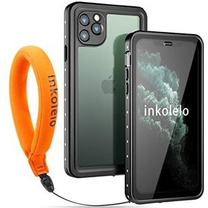 inkolelo Waterdichte hoes voor iPhone 11 Pro Max 6,5 inch (2019) - IP68 waterdichte volledige bescherming voor iPhone 11 Pro Max 6,5 inch (2019) - mat zwart/oranje