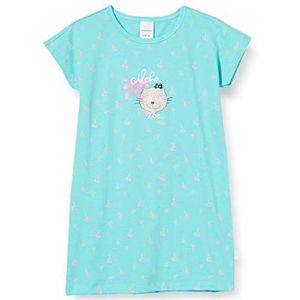 Schiesser Cat Zoe nachthemd 1/2 nachthemd voor meisjes, Blauw (Turquoise 807)