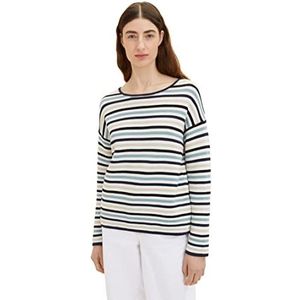 TOM TAILOR Damestrui, 32091 - Blauw Beige Knit Stripe