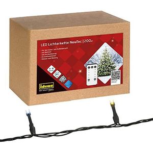 Idena NewTec 31269 Led-lichtsnoer met 200 warmwitte leds met 8 lampen, 4 dim- en geheugeninstellingen, 8 uur timerfunctie, decoratie voor feestjes, Kerstmis, bruiloft