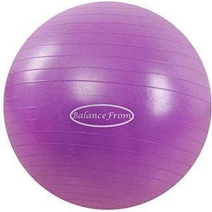 BalanceFrom Anti-burst en antislip oefenbal voor yoga, fitness, geboorte met snelpomp, capaciteit 0,9 kg (78-85 cm, XXL, paars)