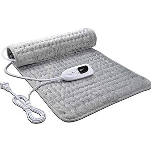 DCHDCO Elektrische elektrische deken met automatische uitschakeling, timer, 6 temperatuurniveaus, afstandsbediening, thermodeken, thermische deken, zilvergrijs