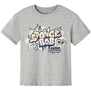 Name It Nknfyf Spongebob SS Boxy Top Cplg Unisexe-Adulte, Gris chiné, 122-128