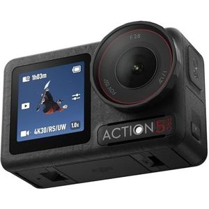 Osmo Action 5 Pro Basic Combo waterdichte camera met 1/1,3 inch sensor, 4K/120 fps video, tracking van het onderwerp, stabilisatie, dubbel OLED-touchscreen, ideale 4K-actiecamera voor sport, vlog