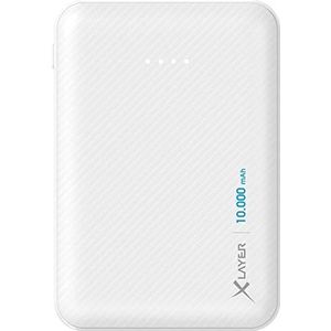 XLayer Powerbank Micro Carbon White extra batterij 10.000 mAh externe oplader voor iPhone, iPad, Samsung, Huawei, Xiaomi, AirPods, snel opladen, draagbaar apparaat