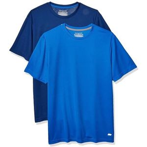 Amazon Essentials Active Performance Tech T-shirt voor heren, verpakking van 2 (grote maten verkrijgbaar), marineblauw/koningsblauw, maat S