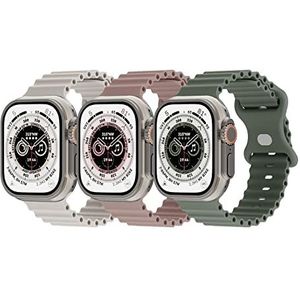 Suitisbest Ocean Set van 3 armband, compatibel met Apple Watch 41 mm, 40 mm, 38 mm, siliconen, met kliksluiting voor Apple Watch SE, Series 8/7/6/5/4/3/2/1
