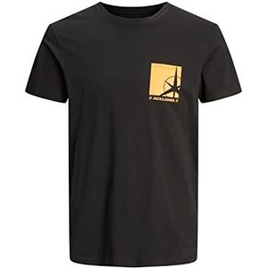 JACK & JONES T-shirt Jcoconrad Tee S Crew Neck FST pour homme, Noir/imprimé : petite échelle, S