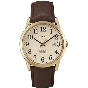 Timex Easy Reader Heren 38mm Bruin Lederen Band Datum Venster Quartz Horloge TW2P75800